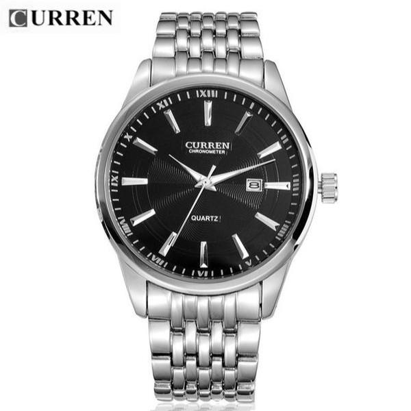 Quartz Watch Black Dial Stainless Steel Band by CURREN
